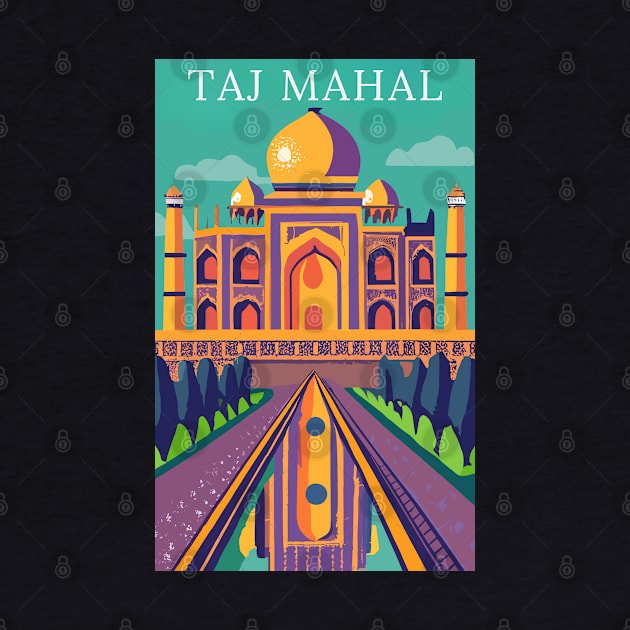 A Vintage Travel Art of the Taj Mahal in Agra - India by goodoldvintage